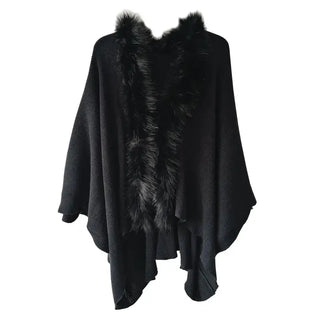 Black Faux Fur Pippa Shawl #MS9030VL-BLK - Wrap - Women’s
