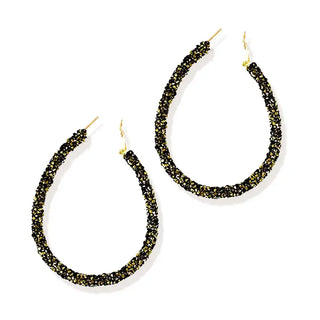 Black & Gold Demi Earrings #VLJ2110-BLKGD - Hoop Earrings
