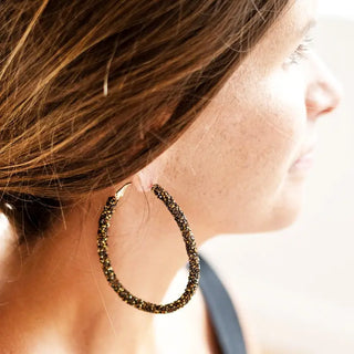 Black & Gold Demi Earrings #VLJ2110-BLKGD - Hoop Earrings