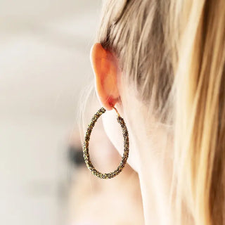 Black & Gold Demi Earrings #VLJ2110-BLKGD - Hoop Earrings