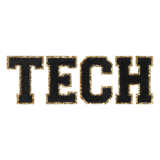 Black & Gold Varsity Single Letter Chenille Patch #ABC-BLK - Patch