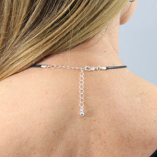Black Leatherette Choker Necklace with Pearl Charm #ACN2671BLK-PEARL - Pendant/Charm Necklace