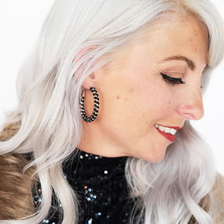 Black Miley Earrings #VLJE3717-BLK - Hoop Earrings