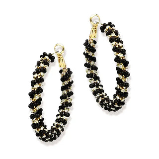 Black Miley Earrings #VLJE3717-BLK - Hoop Earrings