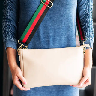 Black Red Green Stripe Adjustable Crossbody Purse Bag Strap #MNA109VL-BRG