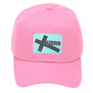 Blessed Cross Christian Faith Black Baseball Cap Gift for Everyday Wear #M190BLK-P108-BLESSED - Light Pink - Baseball