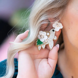 Bloomin’ Turtle Earrings #VLJE5267-WHTTUR - Dangle Earrings
