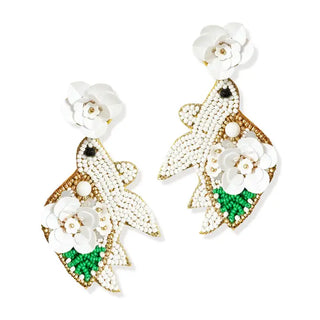 Bloomin’ Turtle Earrings #VLJE5267-WHTTUR - Dangle Earrings