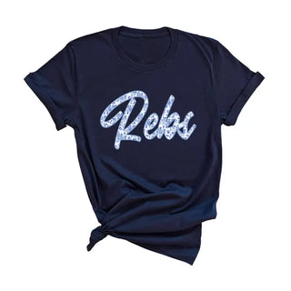 Blue Floral Rebs Ole Miss T Shirt Game Day Southern Graphic Tee #HPTS-BFLREB - Navy / Large - T-Shirt (Graphic)