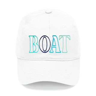 Boat Outline Embroidered Hat Coastal Lake Life Baseball Cap Unisex #M190VL-WHT-OBOAT - Baseball Cap - Women’s