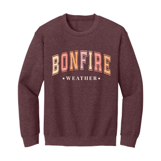 Bonfire Weather Sweatshirt Cozy Fall Campfire Autumn Pullover #HPSW-HMRN-BONF - Heather Maroon / Large - Graphic