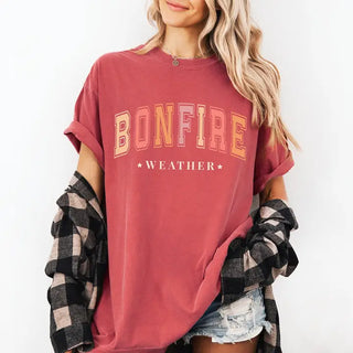 Bonfire Weather T Shirt Cozy Fall Campfire Autumn Graphic Tee #HPTS-CCCRI-BONF - Screen Printed T-Shirt - Women’s