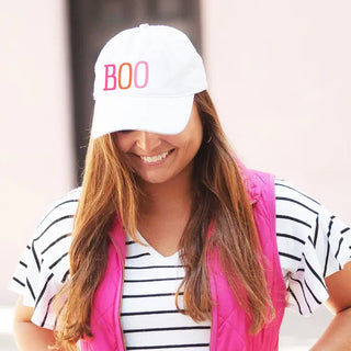Boo Embroidered Halloween Hat Cute Ghost Baseball Cap for Women #M190VL-WHT-MLTBOO - Baseball Cap - Women’s