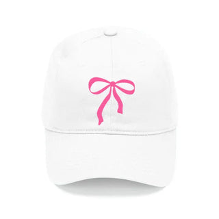 Bow Embroidered Baseball Hat Cute Coquette Cap for Women and Girls #M190VL-BOW - White/Hot Pink - Baseball Cap - Women’s