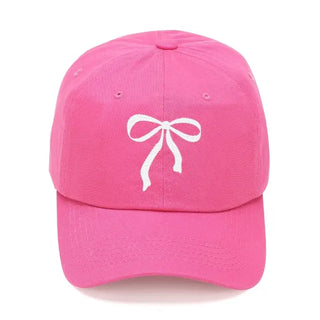 Bow Embroidered Baseball Hat Cute Coquette Cap for Women and Girls #M190VL-BOW - Pink/White - Baseball Cap - Women’s