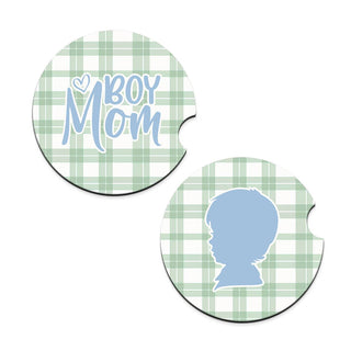 Boy Mom Car Coaster 2 Pce Set Cute Auto Cup Holder Gift for Mothers #SPACK-CC132-BMOM - Car Coaster - Women’s