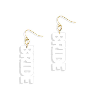 Bride Earrings #ACE-300GD-MRS25 - White - Dangle Earrings