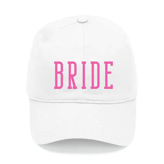 Bride Embroidered White Hat Hot Pink Wedding Baseball Cap for Brides #M190VL-WHT-PKBRIDE - Baseball Cap - Women’s
