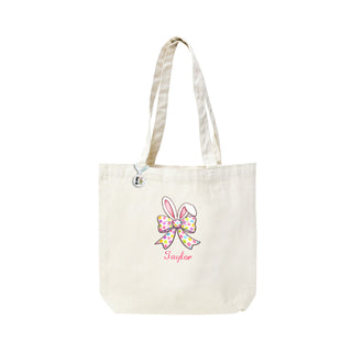 Bunny Bow - Personalized Canvas Tote #HPT2515-BOW-P - Tote Bag - Kids
