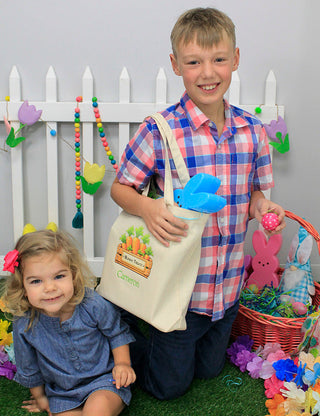Bunny Bow - Personalized Canvas Tote #HPT2515-BOW-P - Tote Bag - Kids