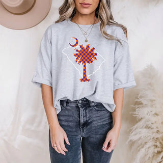 Check Palmetto Clemson T-Shirt #HPTS-LTGREYLG-POCHKPLM