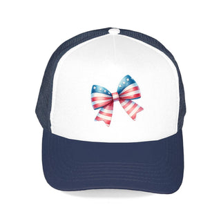 Stars & Stripes Bow Trucker Hat #L197-SMFLAGB