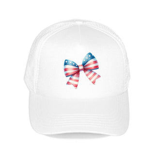 Stars & Stripes Bow Trucker Hat #L197-SMFLAGB