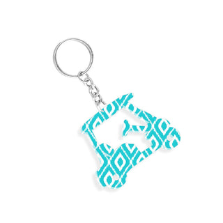 Aqua Ikat Golf Cart Keychain #ACK-GOLFC-IKAT