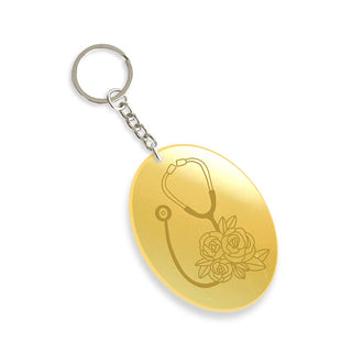Mirrored Gold Stethoscope Keychain #ACK-STETH-MRGD