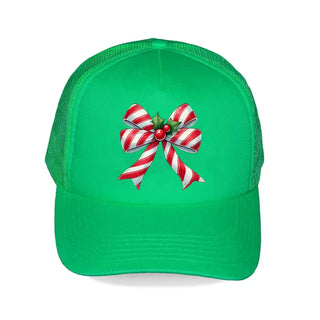 Candy Cane Bow Trucker Hat #L197-SMCCBOW
