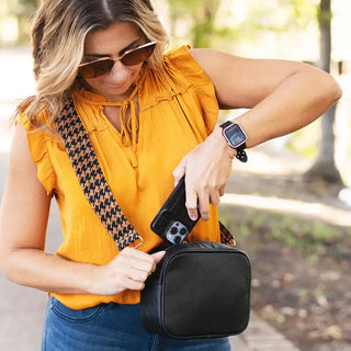 Camel & Black Houndstooth Crossbody Strap #MNA109VL-CBHOUNDS - Bag Strap - Women’s