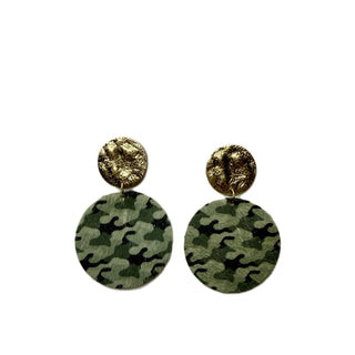 Camo Faux Fur Earrings Gold Plated Country Hunting Statement Jewelry #VLJ7070-CAMO - Dangle Earrings