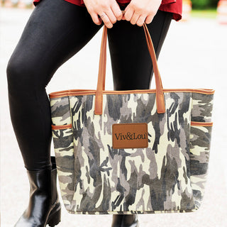 Camo Hayden Tote Canvas Work Travel Everyday Large Shoulder Bag #M965-CAMO-VLXN
