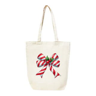 Candy Cane Bow Large Canvas Tote #HPT2518-CCBOW - Tote Bag - Women’s