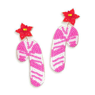 Candy Cane Wishes Earrings #VLJE387-CANDY - Dangle Earrings