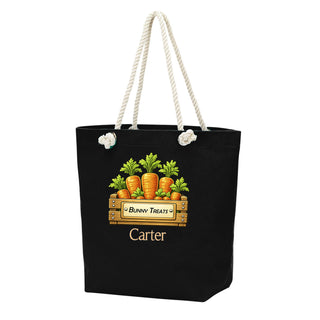 Carrot Basket - Black Canvas Tote w/Rope Handles #M734BLK-P-CARROT - Tote Bag - Kids