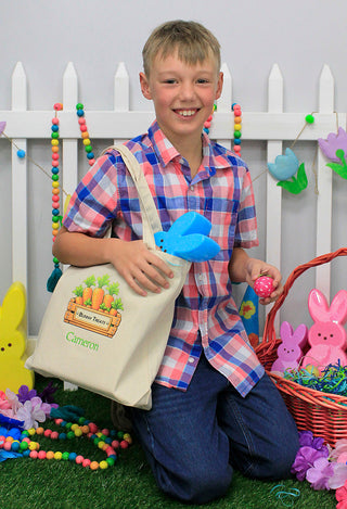 Carrot Basket - Personalized Canvas Tote #HPT2515-CARROTS-P - Tote Bag - Kids