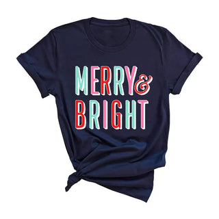 Merry & Bright T-Shirt #HPTS-NAVY-MB24
