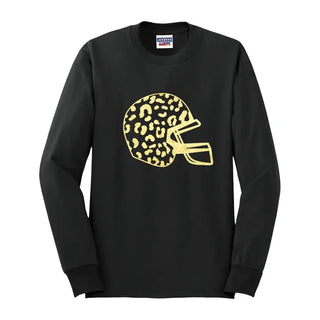 Gold Leopard Helmet Long Sleeve Shirt #HPLS-BLKLG-GDHEL