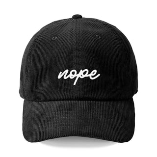 Nope Black Corduroy Cap #M193VL-CORD-NOPE