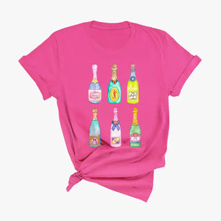 Champagne Problems T Shirt Cocktail Lover Graphic Tee #HPTS-CHAMP24 - Hot Pink / Large - Screen Printed T-Shirt