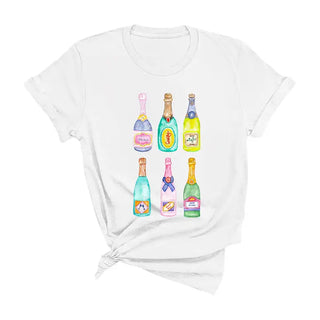 Champagne Problems T Shirt Cocktail Lover Graphic Tee #HPTS-CHAMP24 - White / Large - Screen Printed T-Shirt - Women’s