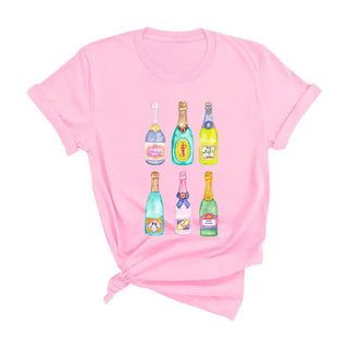 Champagne Problems T Shirt Cocktail Lover Graphic Tee #HPTS-CHAMP24 - Light Pink / Large - Screen Printed T-Shirt