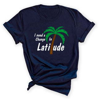 Change in Latitude Beach Shirt Coastal Vacation Graphic Tee #HPTS43-W-LATITUDE - Small / Navy - Screen Printed T-Shirt