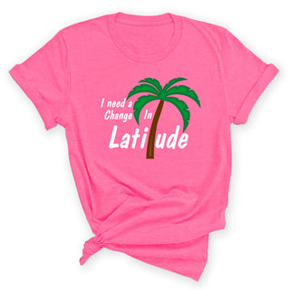 Change in Latitude Beach Shirt Coastal Vacation Graphic Tee #HPTS43-W-LATITUDE - Small / Pink - Screen Printed T-Shirt