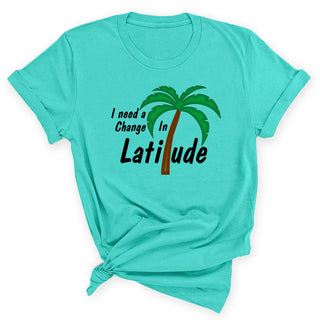Change in Latitude Shirt Coastal Beach Vacation Graphic Tee #HPTS43-LATITUDE - Small / Mint - Screen Printed T-Shirt
