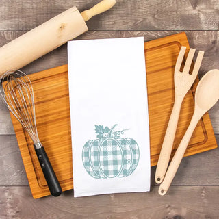 Checkered Pumpkin Hand Towel #CHKPMKHT - Tea Towel