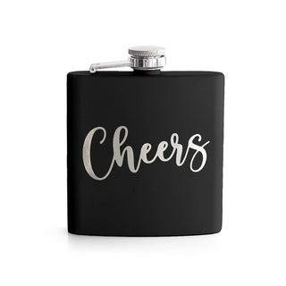 Cheers Black 6 oz Flask Graduation Gift College Senior Party Barware #TWBF6-CHEERS-BLK - Flask