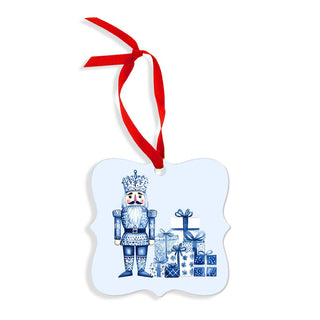 Chinoiserie Nutcracker Christmas Ornament Blue White Holiday Decor - 3 pc Set #SO-FR3-CHINNC - Ornament
