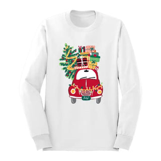 Christmas Delivery Long Sleeve Shirt Vintage Holiday Graphic Tee #HPLS-CHRIST - White / Small - Screen Printed T-Shirt